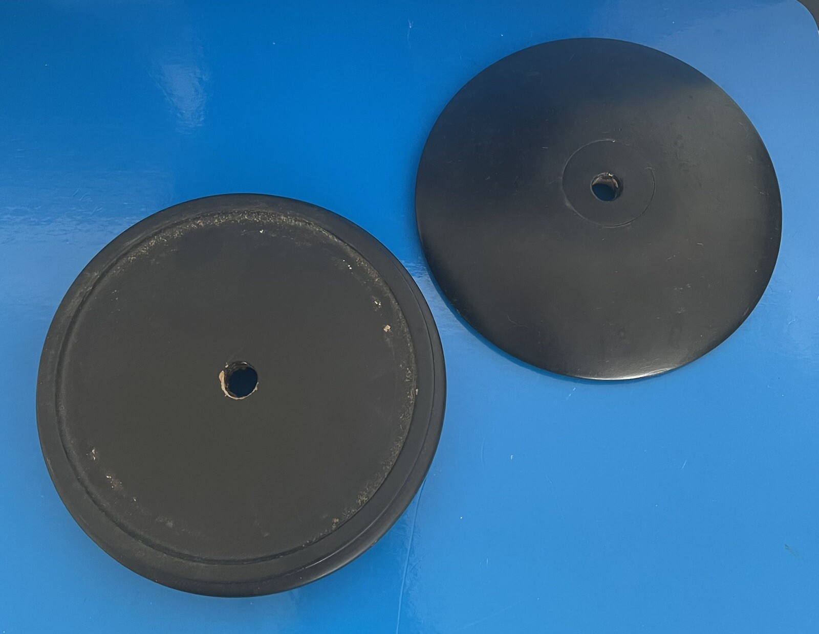 5.25” Diam 4.75” Inner Black Round Chinese Wood Stand Display Lamp Base & Lid