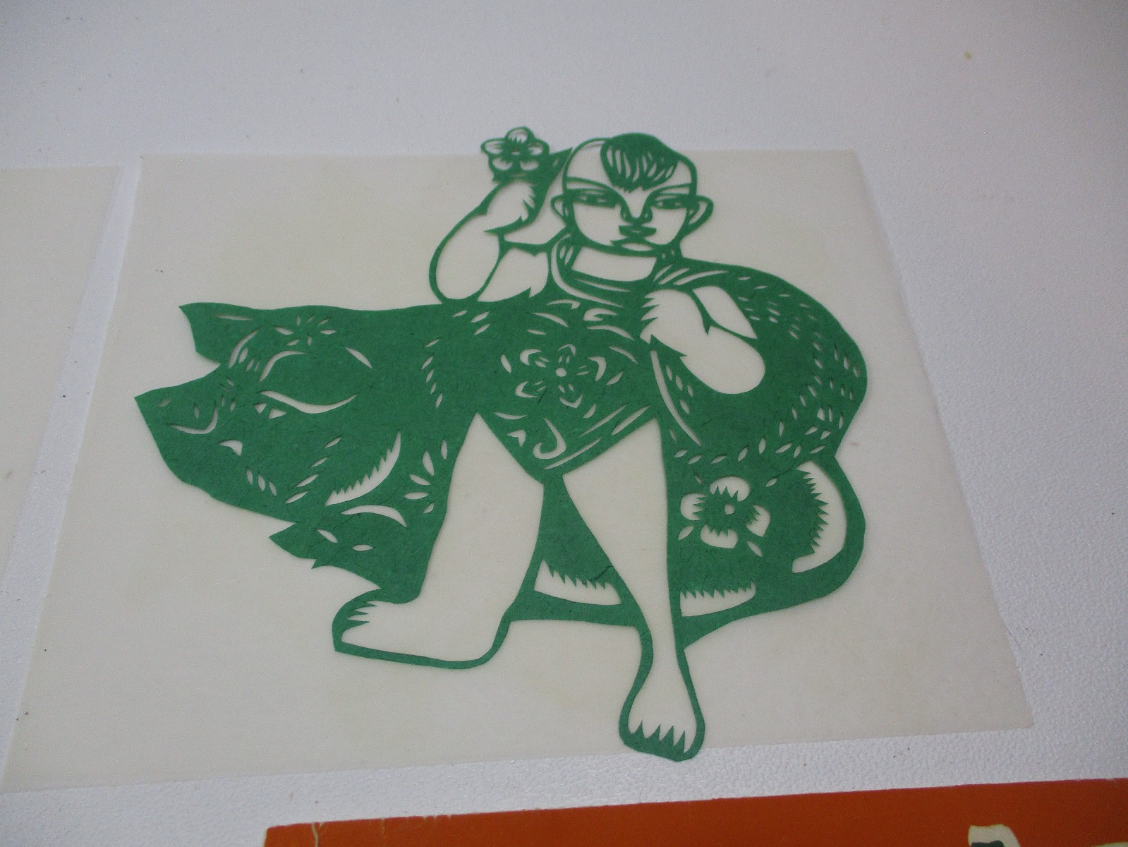 Lot Set 8 Vintage Chinese Folk Art Paper Cuts Woman with Animals Multicolor