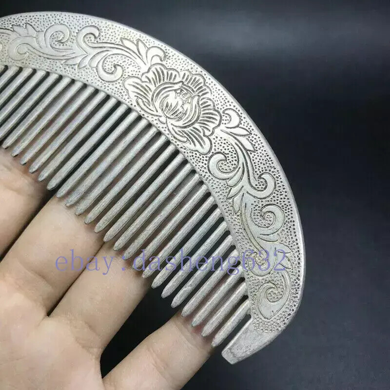 Chinese old Carving Carved silver comb
