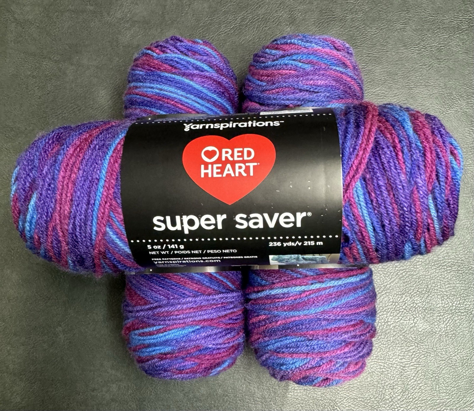 3 Pack – Red Heart Super Saver Yarn-Grape Fizz – E300B-3931- 5 Oz Skeins