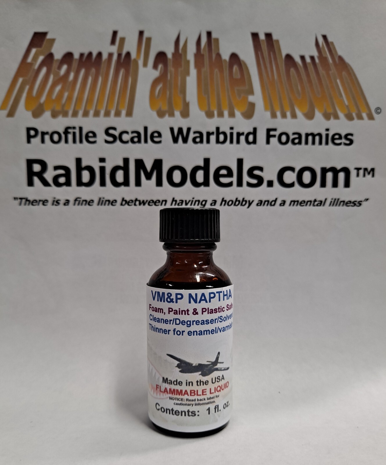 1 oz V M & P NAPTHA cleaner solvent- removes grease, glue, stickers. Foam safe!
