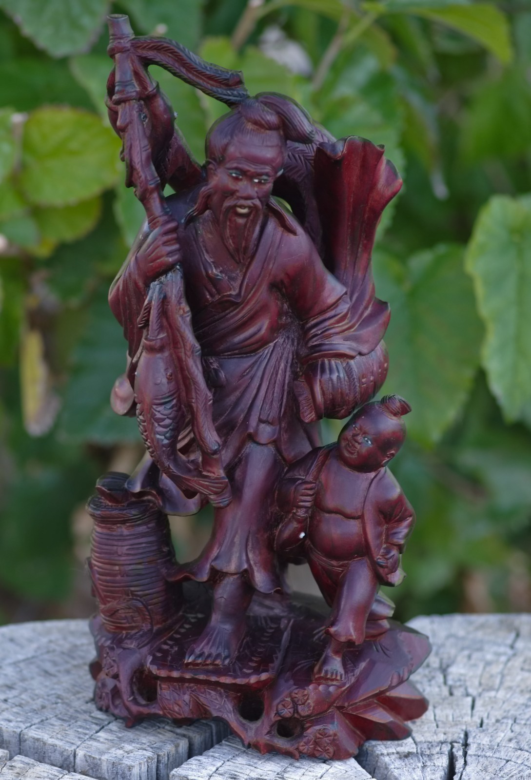 Oriental Boxwood Hand Carved Shou Lao 12″ China 1950’s MAGNIFICENT SKILLFUL ART!