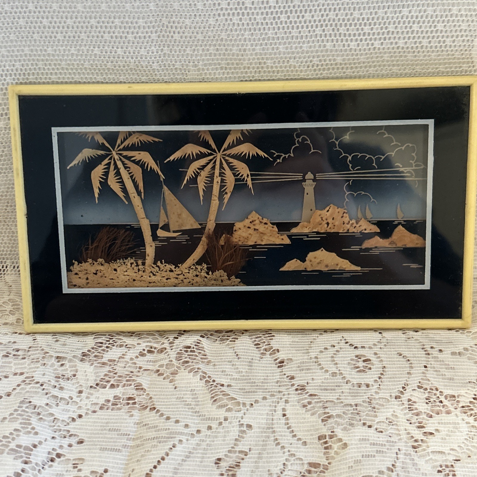 Vintage Framed Diorama Chinese Cork Art Pictures~Set Of 2