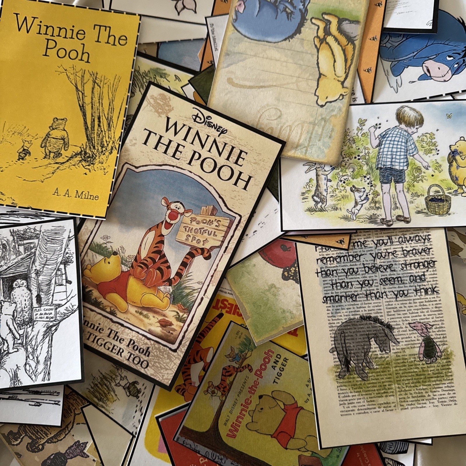 HUGE lot 110+ piece ( Winnie the Pooh) Junk Journal Ephemera read description