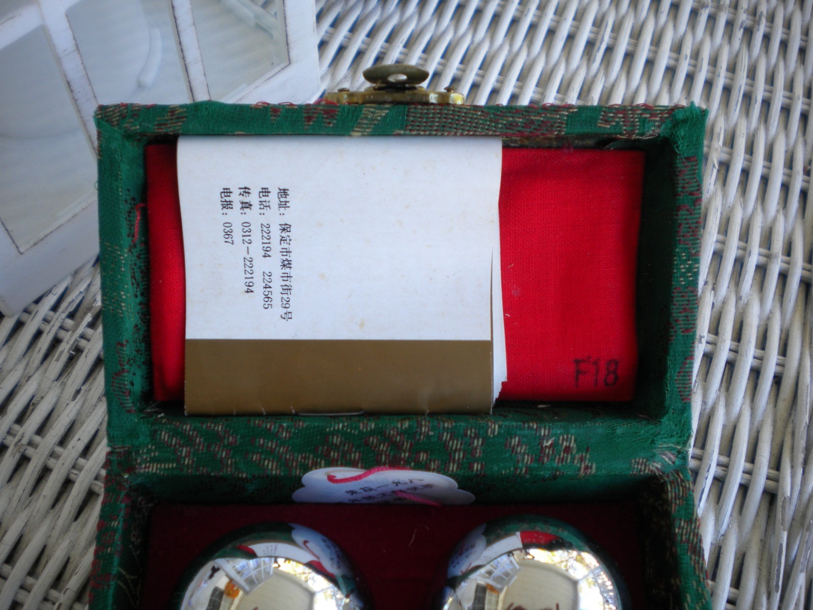 Vintage 1985 Shou Xing Brand Baoding Iron Ball Set Made in China in case holder
