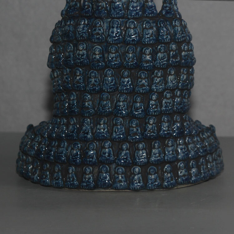 10.6″ China Jingdezhen Blue and White Porcelain 10000 Sitting Buddha Statues