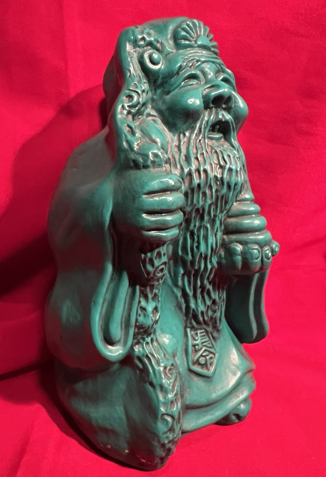 Sanxing,Chinese Priest,Wise Man,Buddah,Asian,Ceramic,Statue,Handmade,1970s,VTG