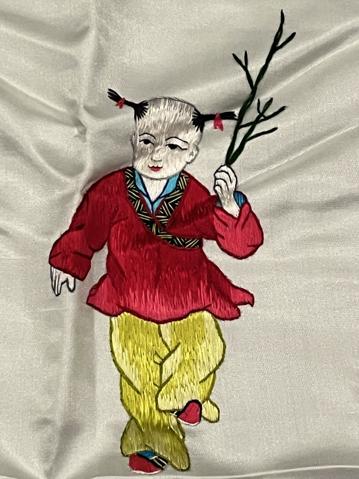 Vintage Handwoven Chinese Silk Embroidery Art – Children Playing – 41″ x 14″