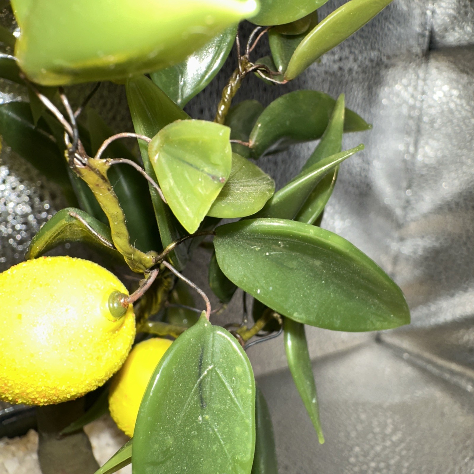 Vintage Asian Jade Glass Lemon Bonsai Small Tree 7.5”