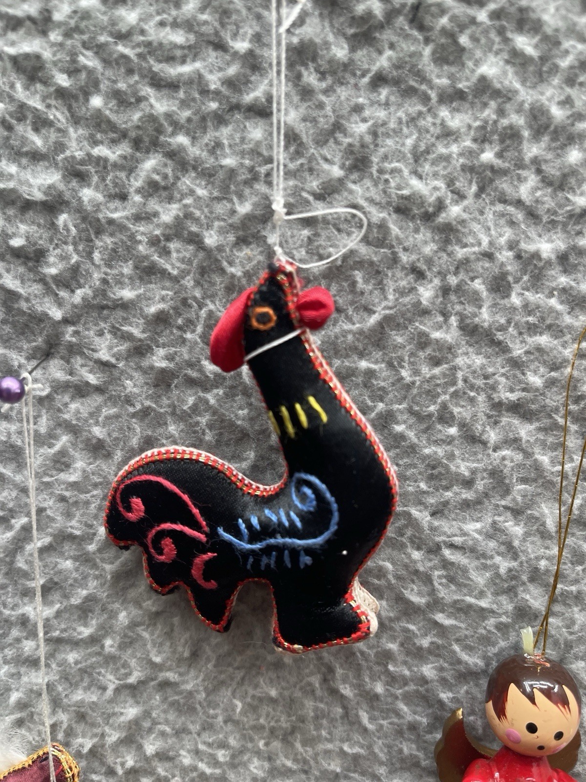 Asian Chinese Silk rooster camel Ornaments Hand Embroidered VTG 60-70s Lot 8