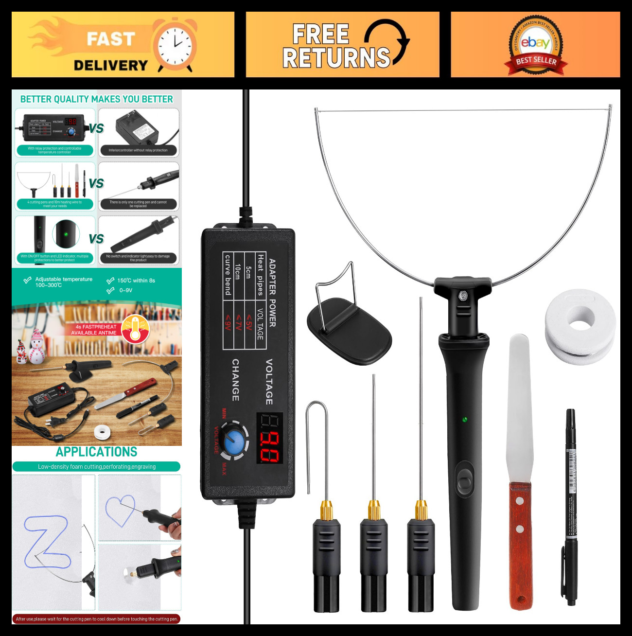 Electric Foam Cutter Kit – Digital Voltage Controller, 110-240V, 0-28W, Pen Tool