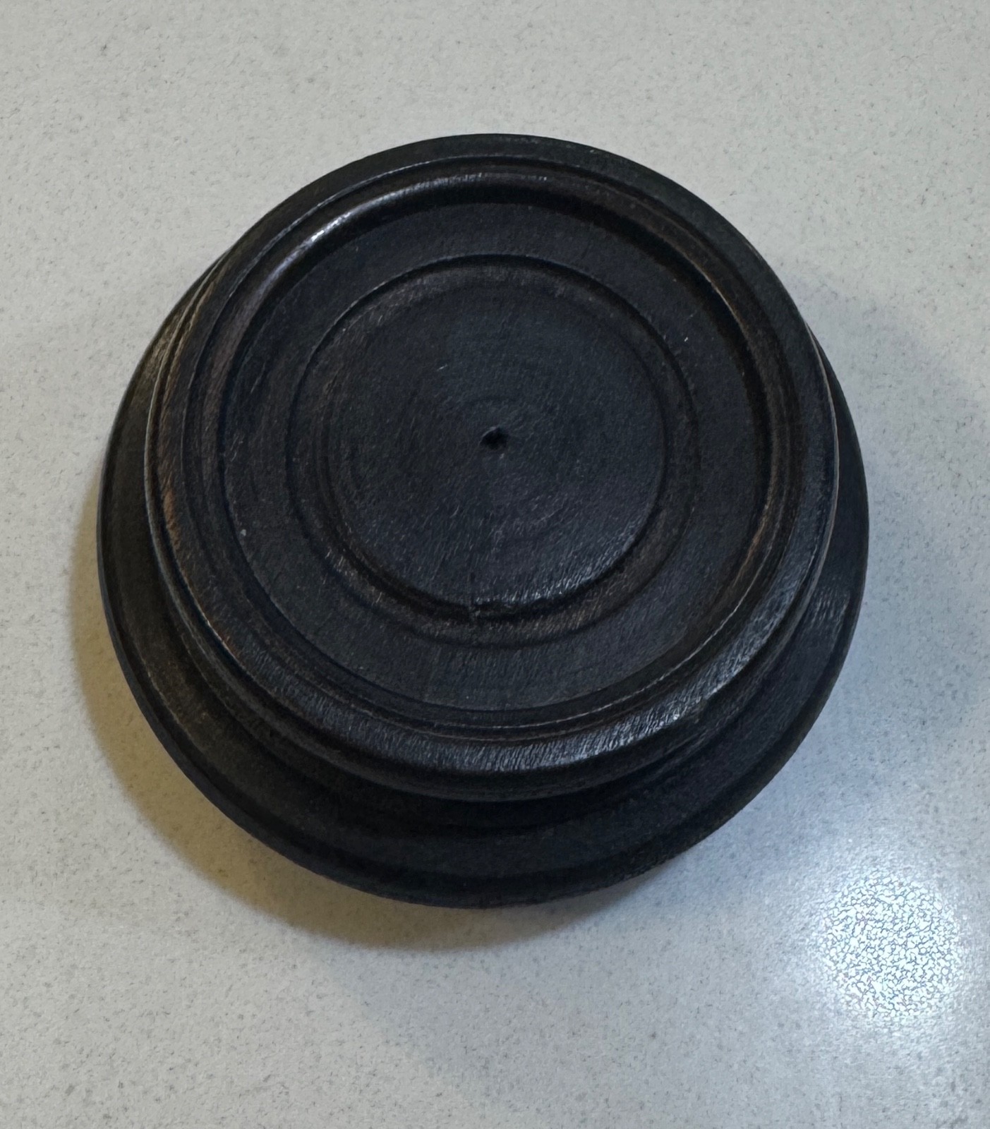Vintage Black Japanese Carved Wood Mini Display Vase Stand 2″ (1 3/8″) JAPAN