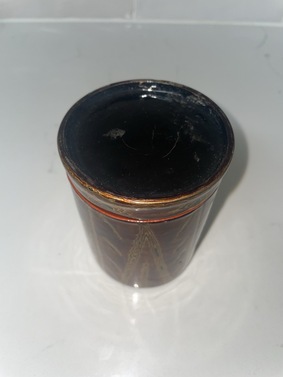 Antique Chinese Xipi Lacquer Wooden Tea Caddy Trinket Lidded Box Jar EUC