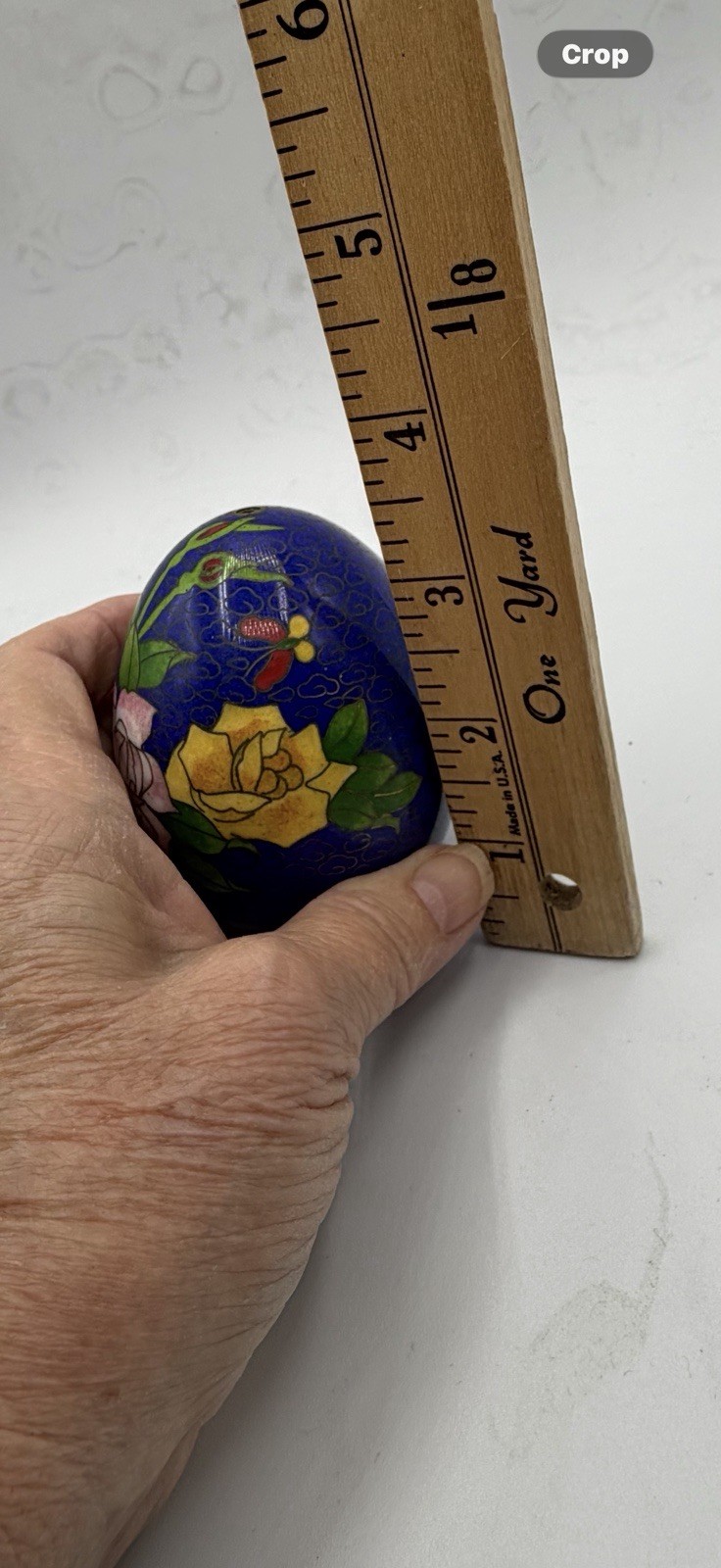 Vintage Chinese Cloisonné Enamel Egg Closed Incense Burner Blue Floral Design