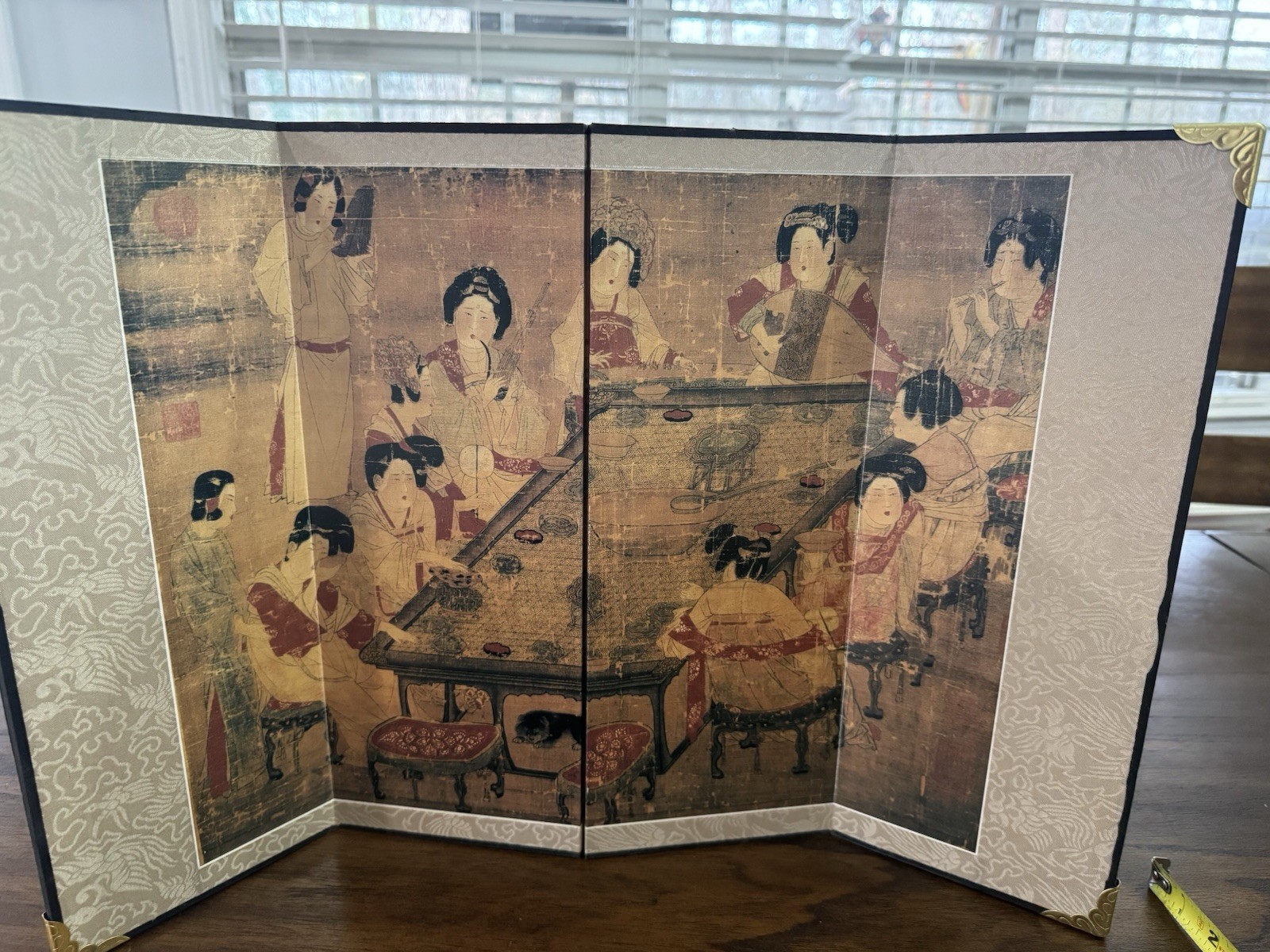 VTG Miniature Chinese Folding Table Top Screen, 4 Panel Famous China Painting