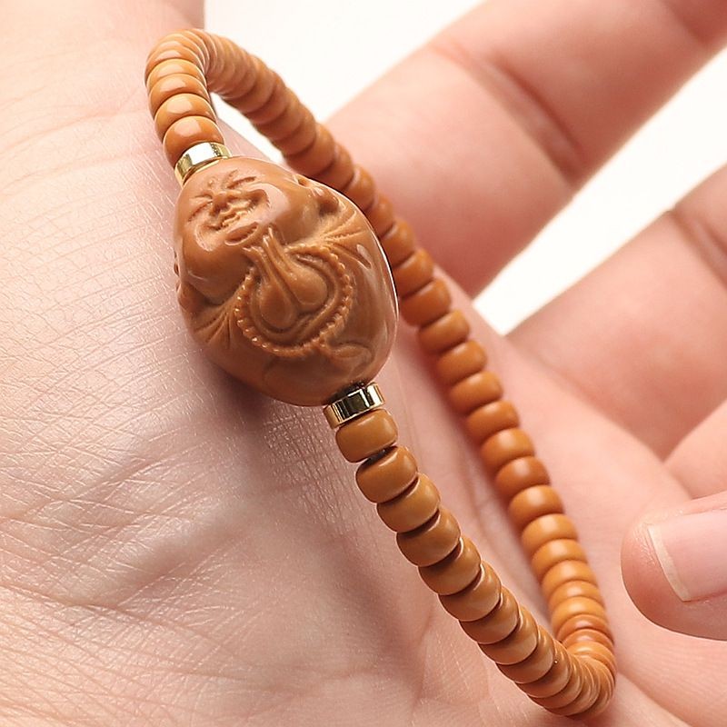 Olive Kernel 5mm Bracelet Monk Carving Men Women Prayer Beads