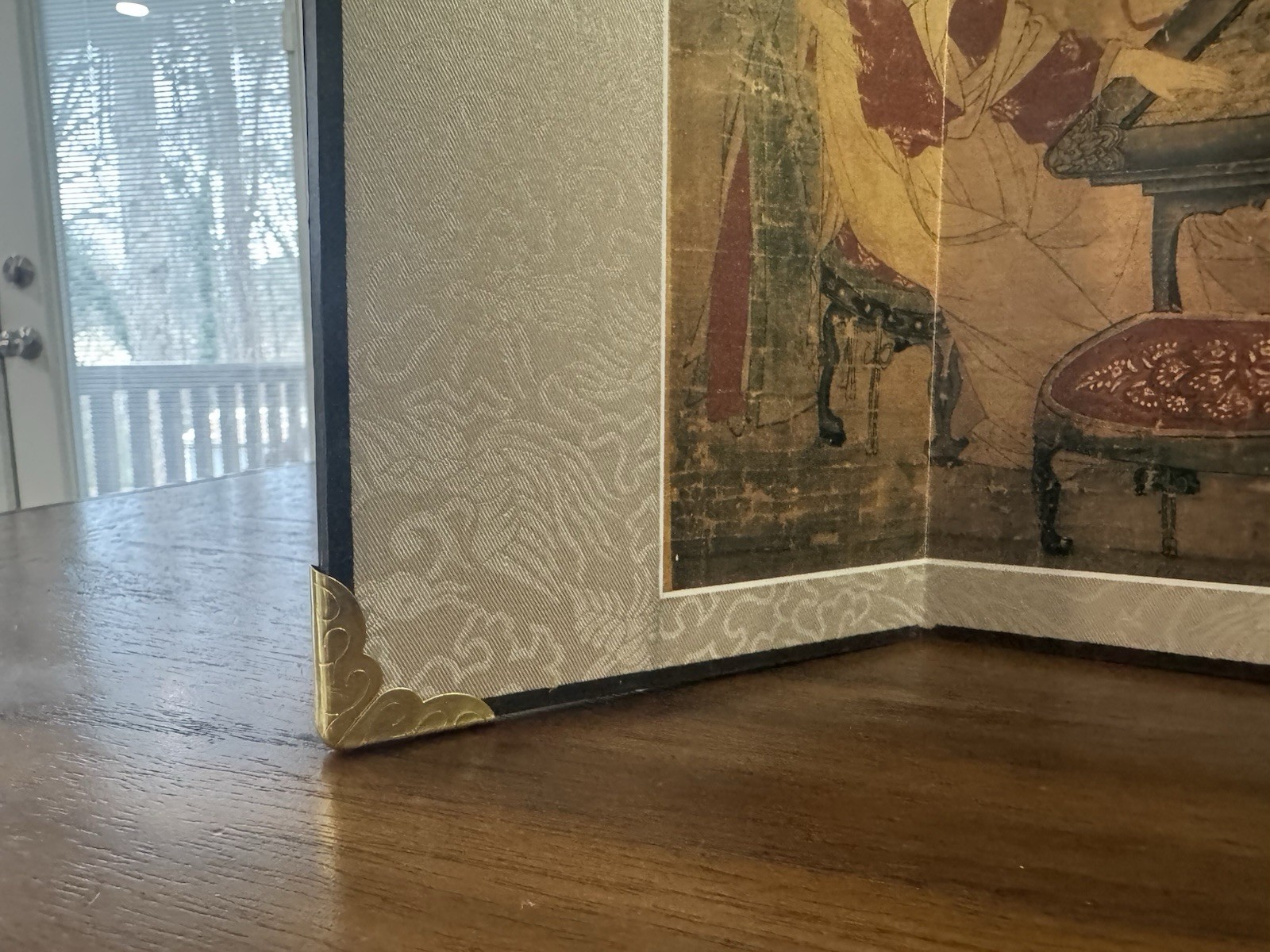 VTG Miniature Chinese Folding Table Top Screen, 4 Panel Famous China Painting