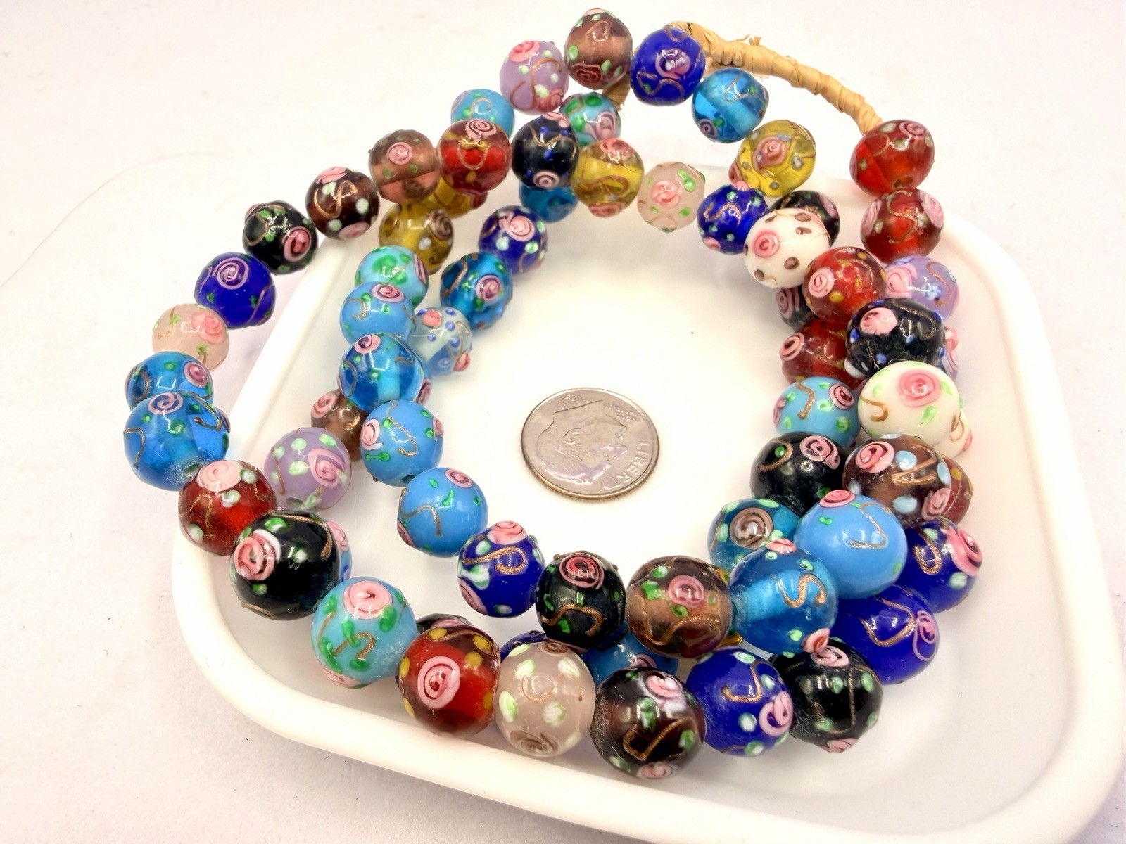 70 Pcs Colorful 10mm Handmade Lampwork Beads 10mm Closeout New Old Stock H