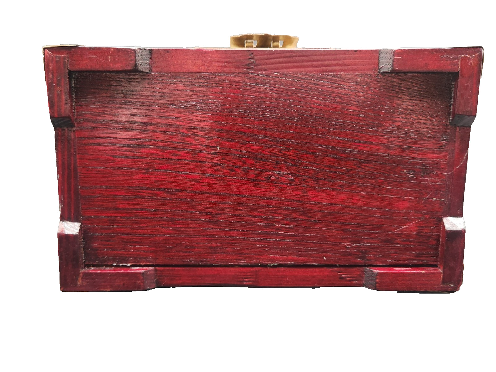 Wood & Brass Locking Box Shanghai China W/Lock & Key Jewelry Trinket – Vintage