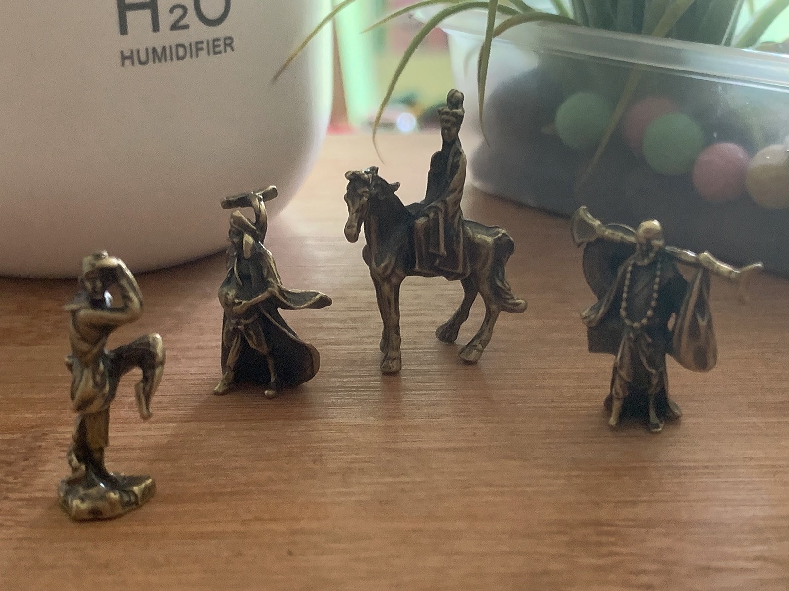 Brass Journey to the West Figurine 4Pcs Tang Monk Tea Pet Desktop Ornament
