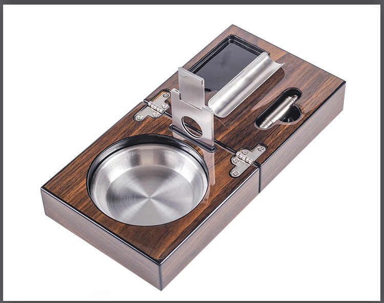 Wood Ashtray With Metal Rests Two Slot Large Home Ashtray