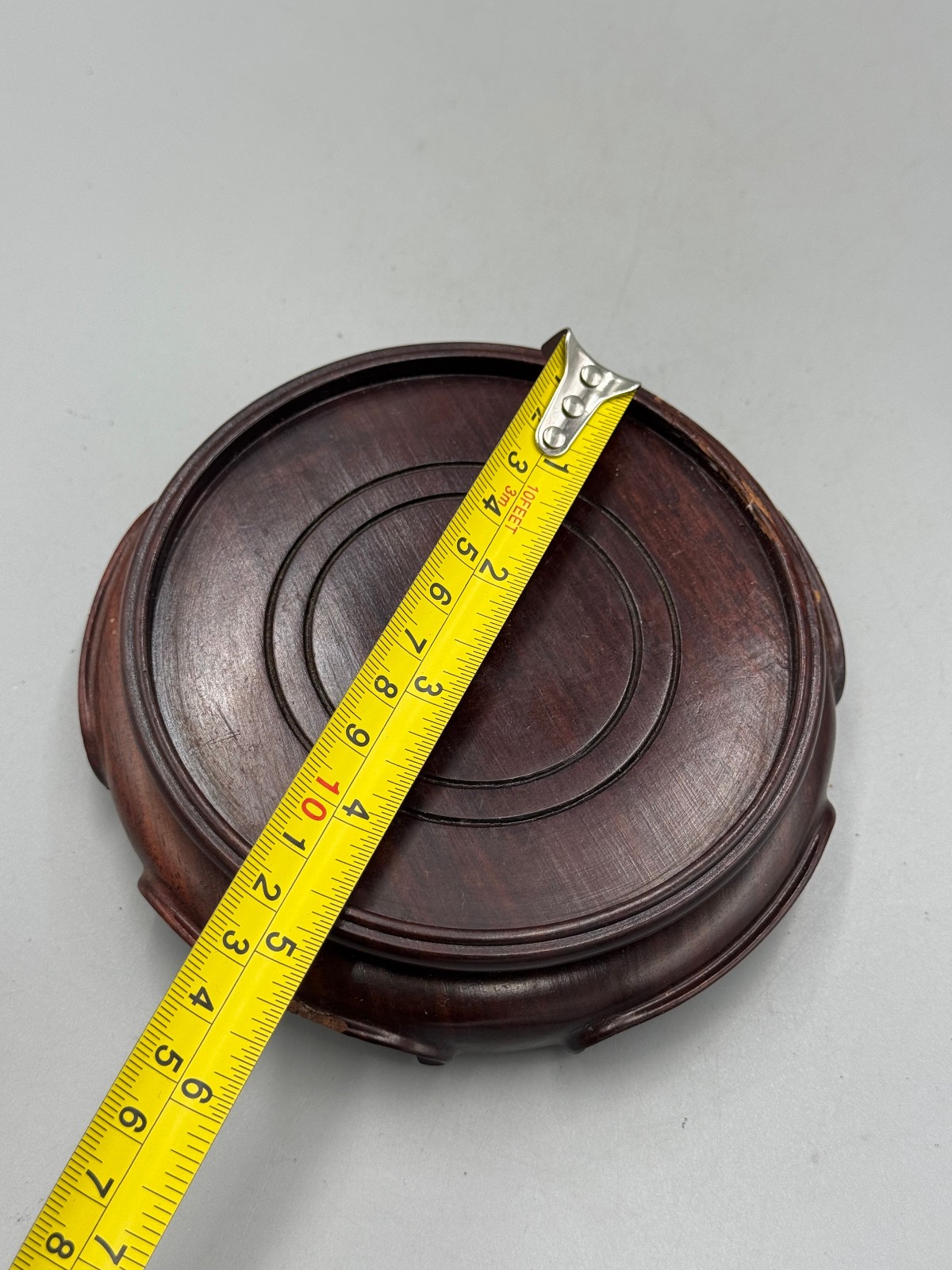 Vintage Chinese 20th c. Hong Kong Made Carved Rosewood Brown Wood Stand 4.5”