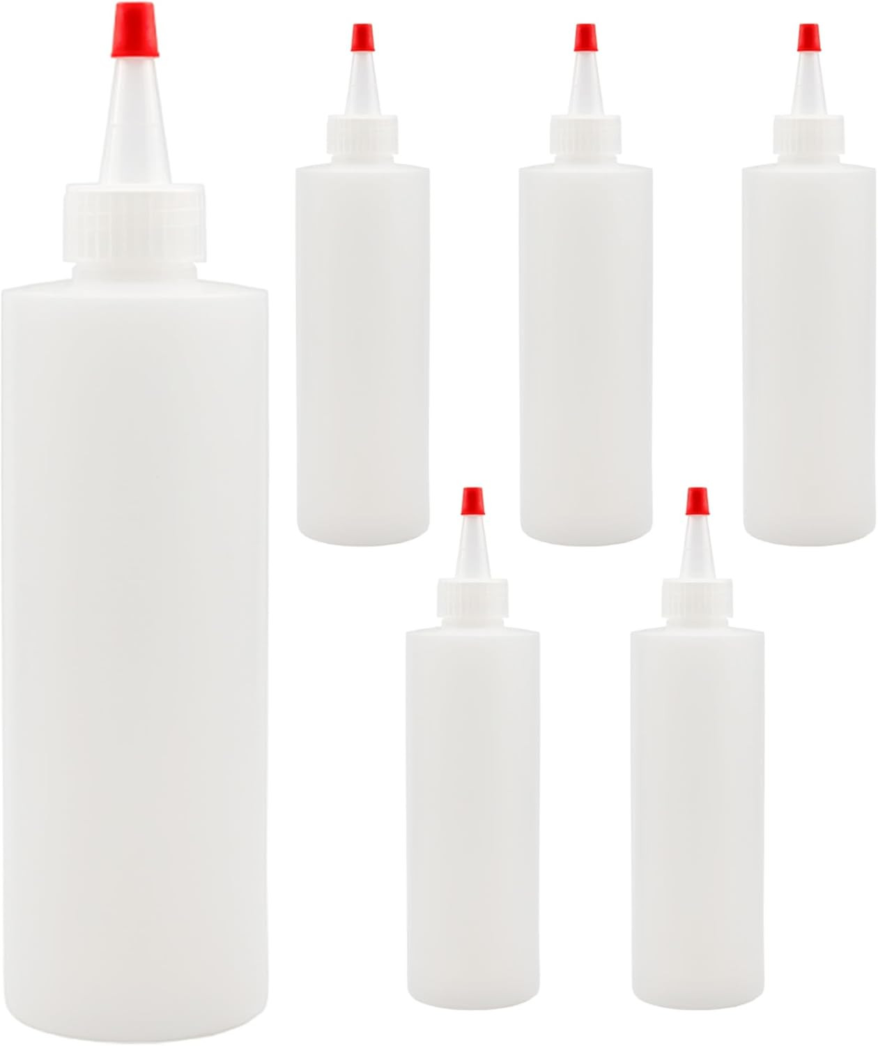 8Oz HDPE Plastic Squeeze Bottles W/Yorker Tips (6-Pack), Empty Refillable Bottle