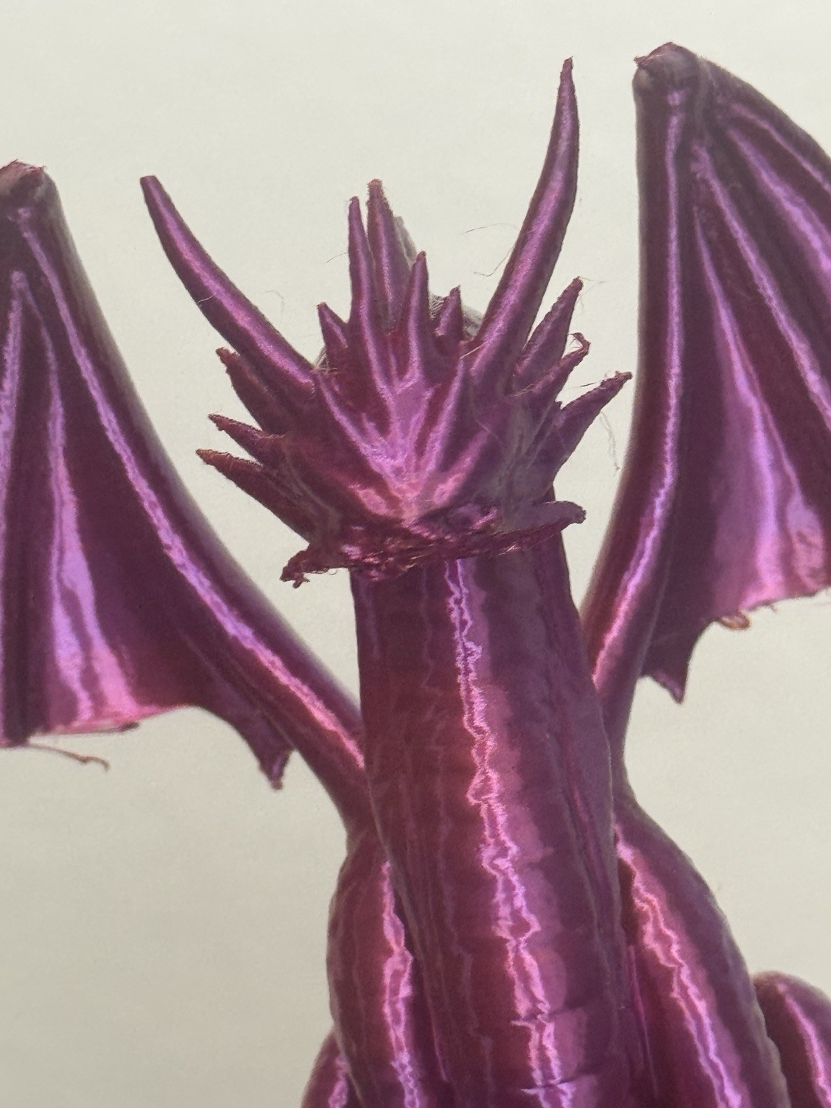 BICOLOR Dragon Figurine (Violet & Gold) Mouth Damaged! – H 6.5” × W 5” × D 4.5”