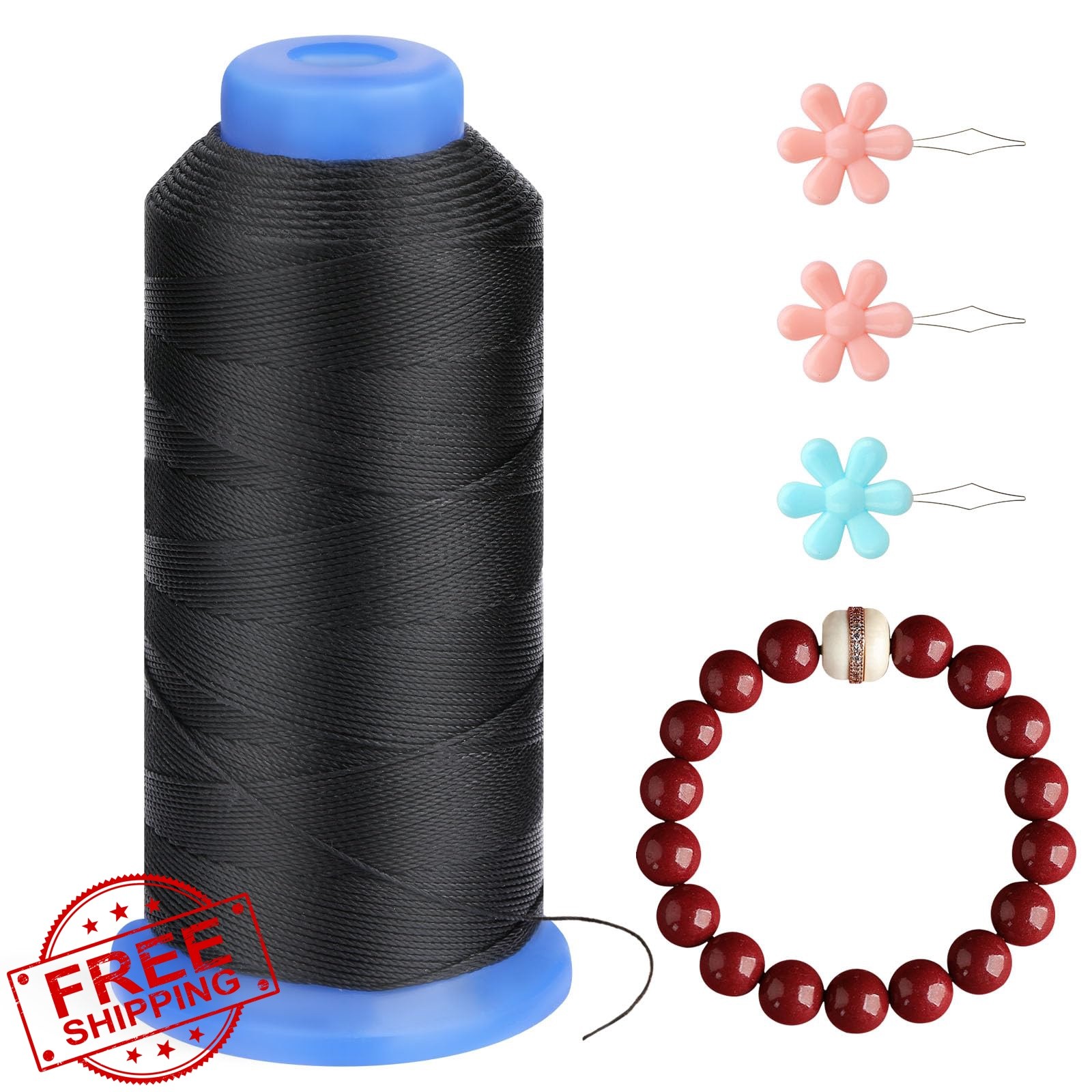 SOCNITC Black 0.55mm Beading Thread 490 Yards