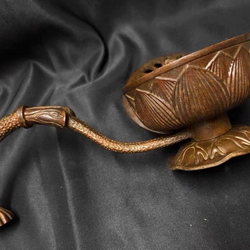 Vintage Alloy Lotus Handheld Incense Burner Antique Zen Incense Holder