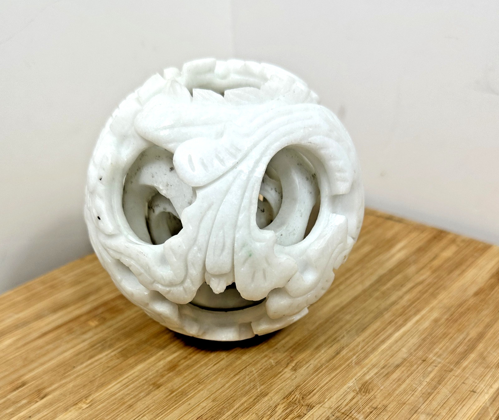 Hand carved Chinese Soapstone Puzzle 4 Layer Carved Layer Sphere