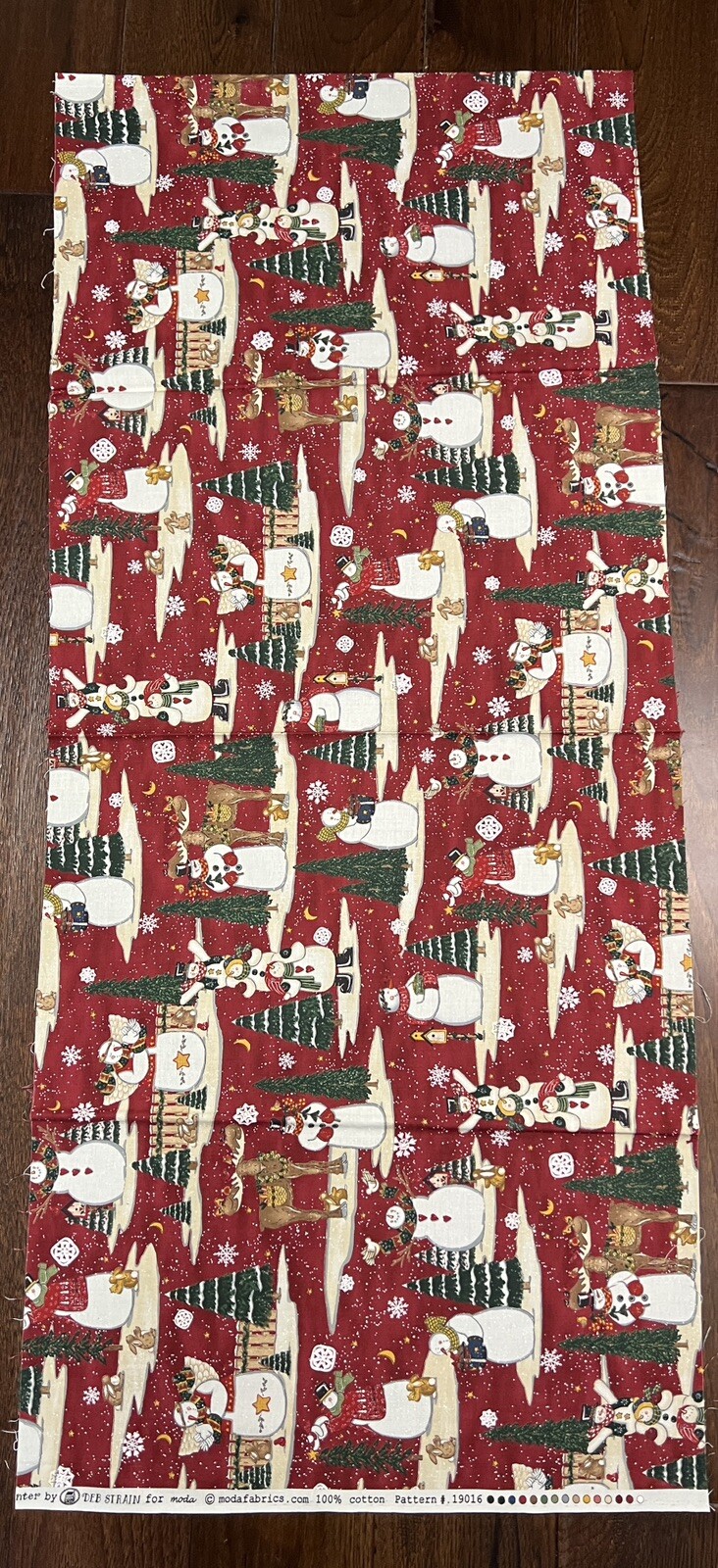 MODA Deb Strain Warm & Wooly Winter- Green Mittens & Snowman 1 3/4 Yd Total Rare