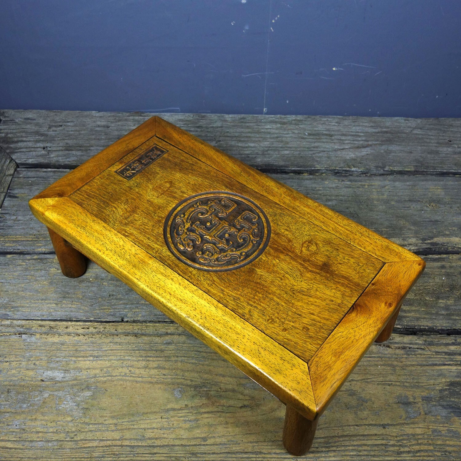 Antique Tibetan Altar Table Kang Table Old Pear Wood Carving Buddhist Furniture