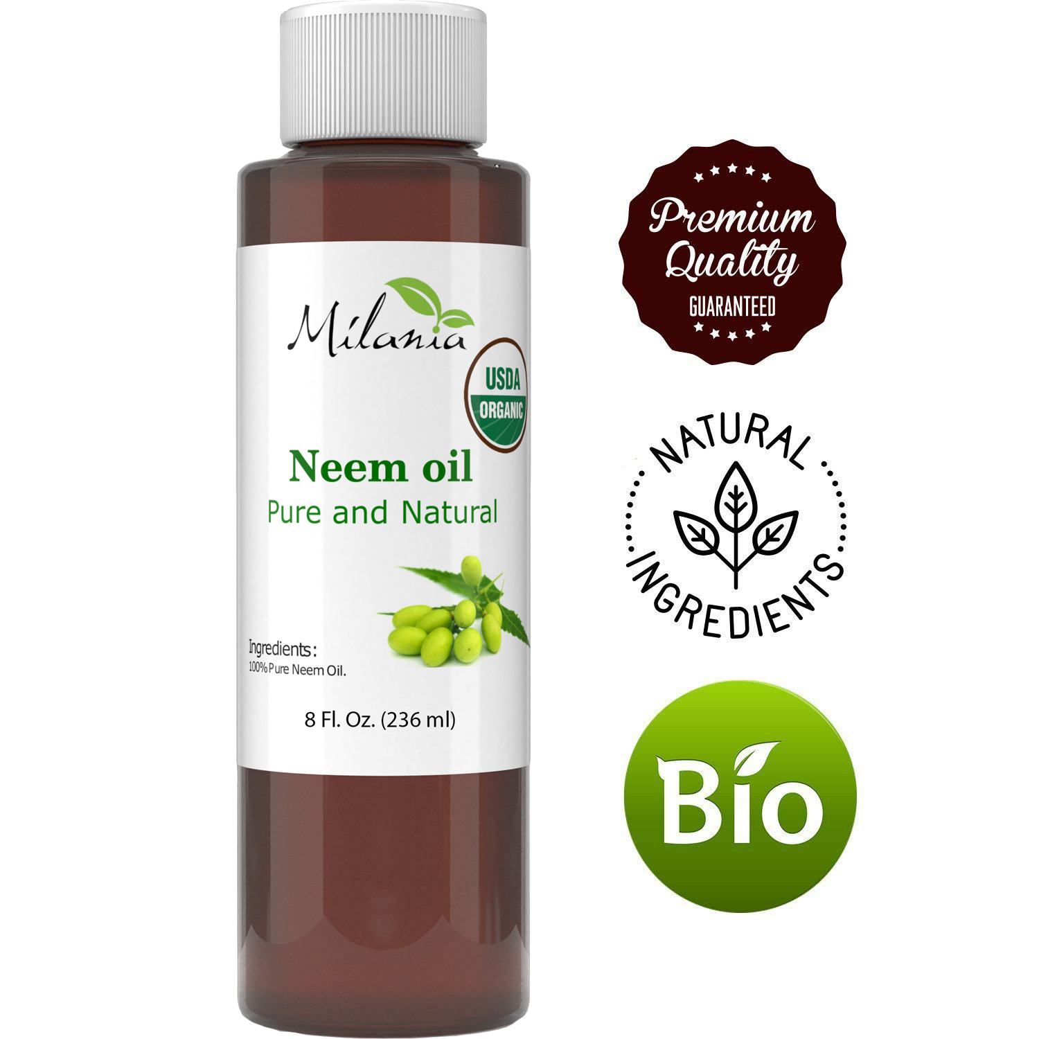 Neem Oil 8 oz Premium Organic – Virgin, Cold Pressed, Unrefined 100% Pure