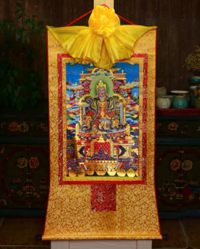 Tibet Tibetan Buddha Print Silk Gild Thangka Thanka Buddhism Monk Buddha 索朗多35cm