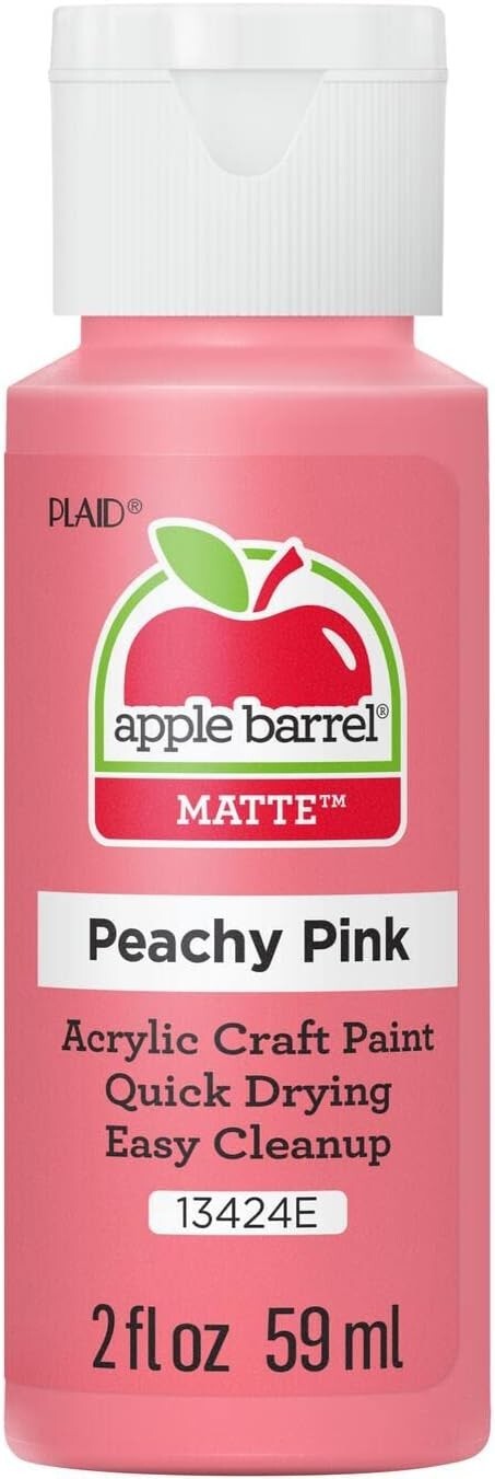 Apple Barrel Peachy Pink 2 fl oz Matte Acrylic Paint – DIY Arts and Crafts Suppl