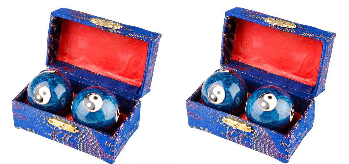 2 SETS CHINESE HEALTH EXERCISE STRESS BAODING BALLS RELAXATION THERAPY YIN YANG
