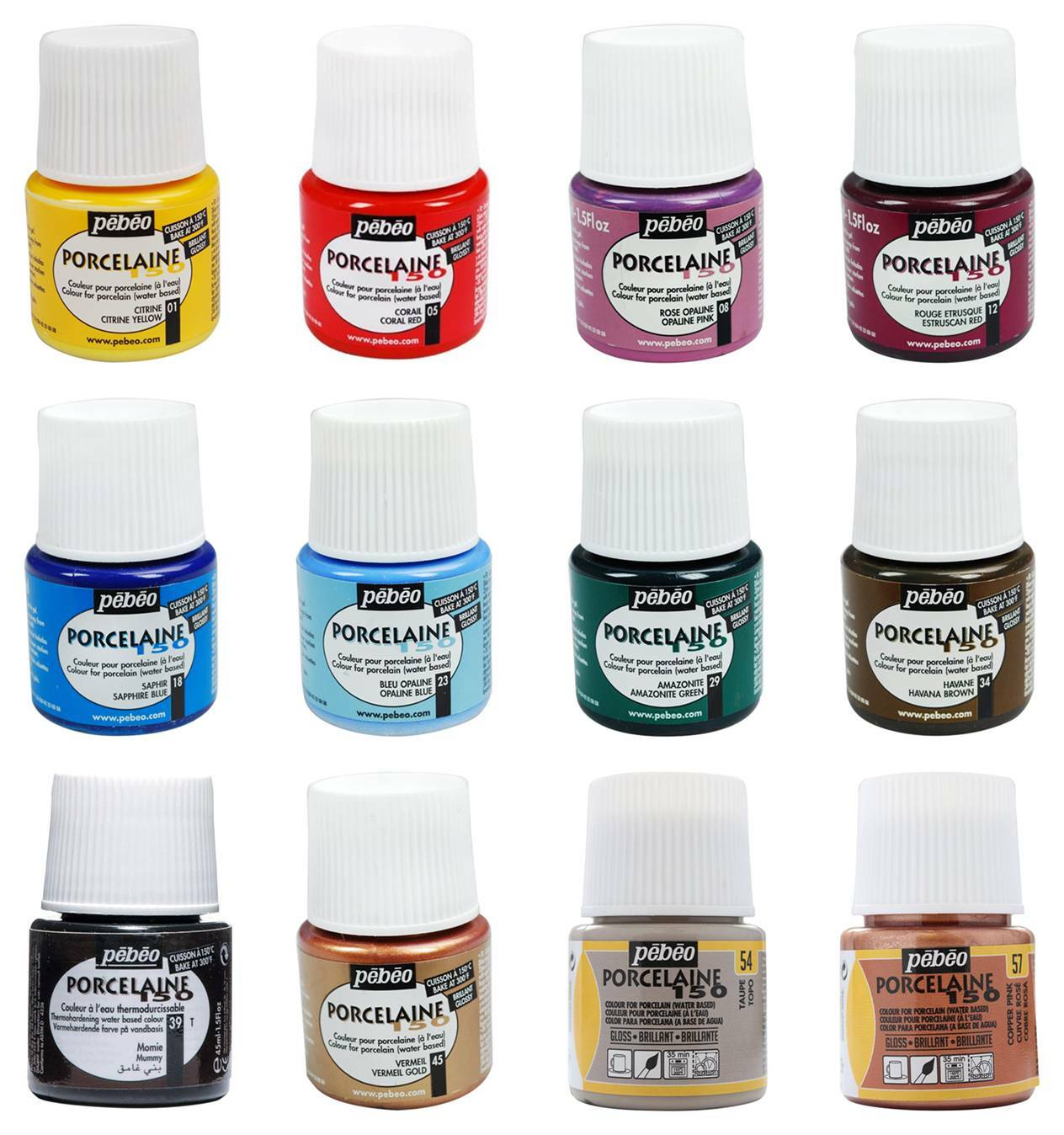 Pebeo Porcelaine 150 China Paint 45ml Bottle, Glossy, Choose Decorative Colors