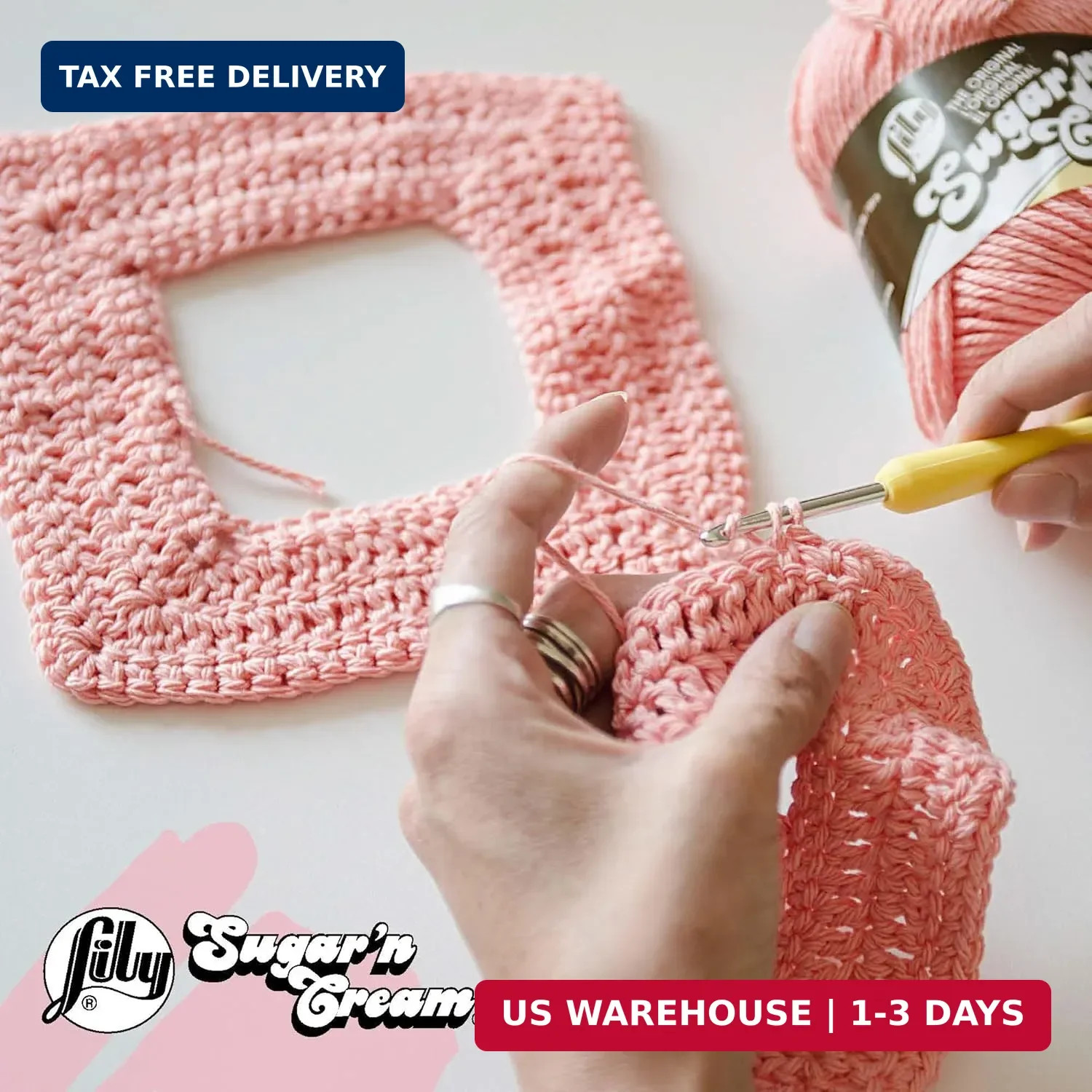 Lily Sugar’n Cream Cone Cotton Yarn for Dishcloths, Hot Orange | #4 Worsted Yarn