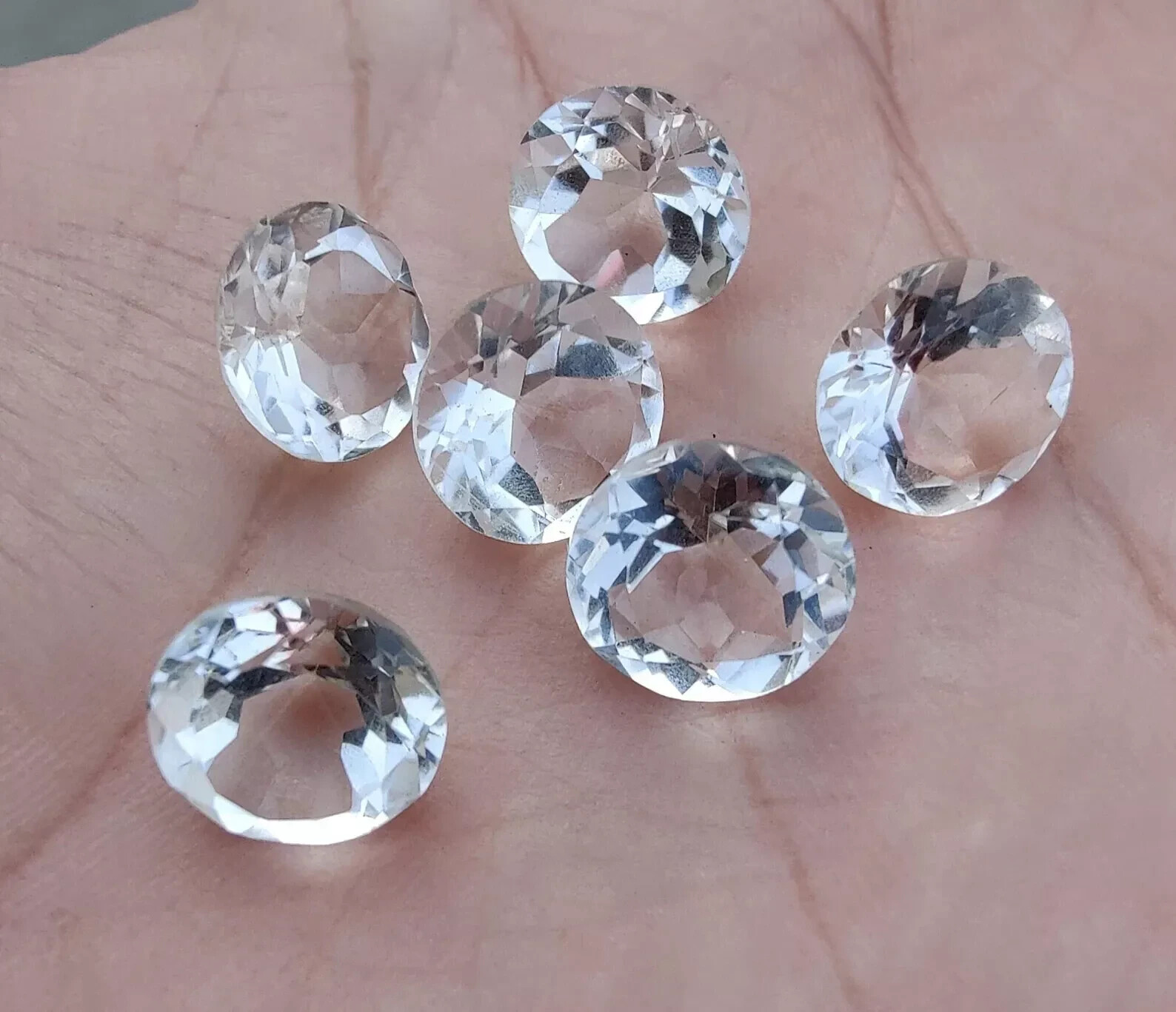 [WHOLESALE] NATURAL CRYSTAL QUARTZ FACETED ROUND SHAPE LOOSE GEMSTONE