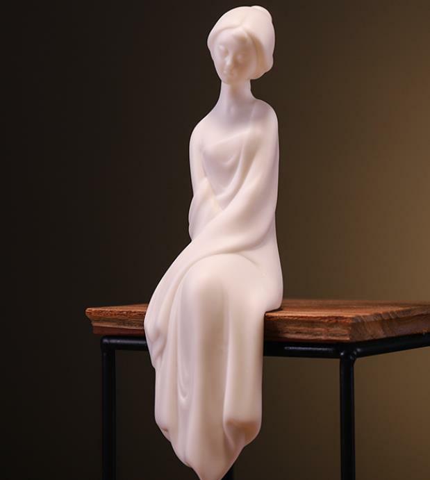 7″ Chinese White Porcelain Ceramics Beautiful Woman Figurine Statue Statues