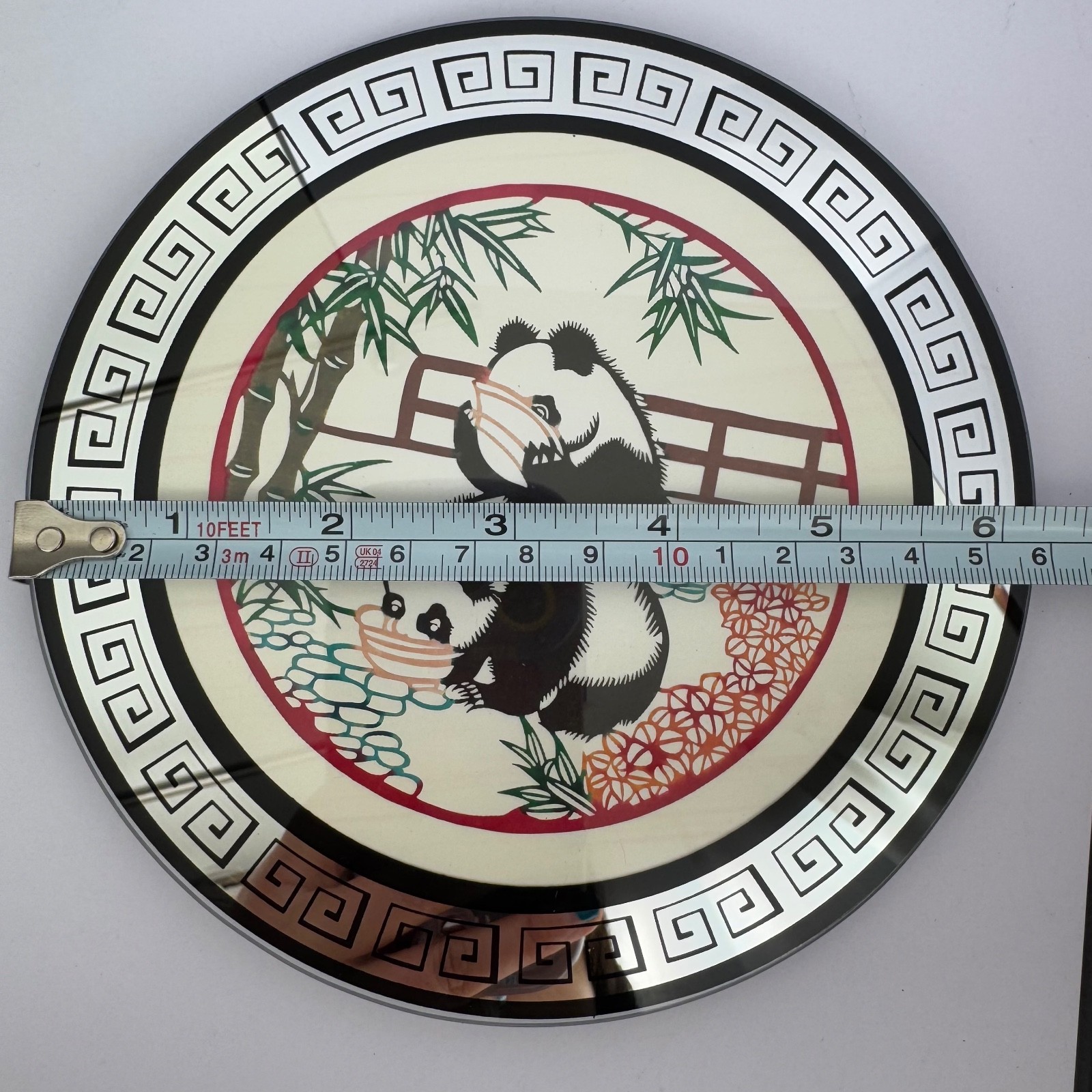 Handmade Chinese Panda Paper Cut Framed Glass Art Table Decor Cultural Gift