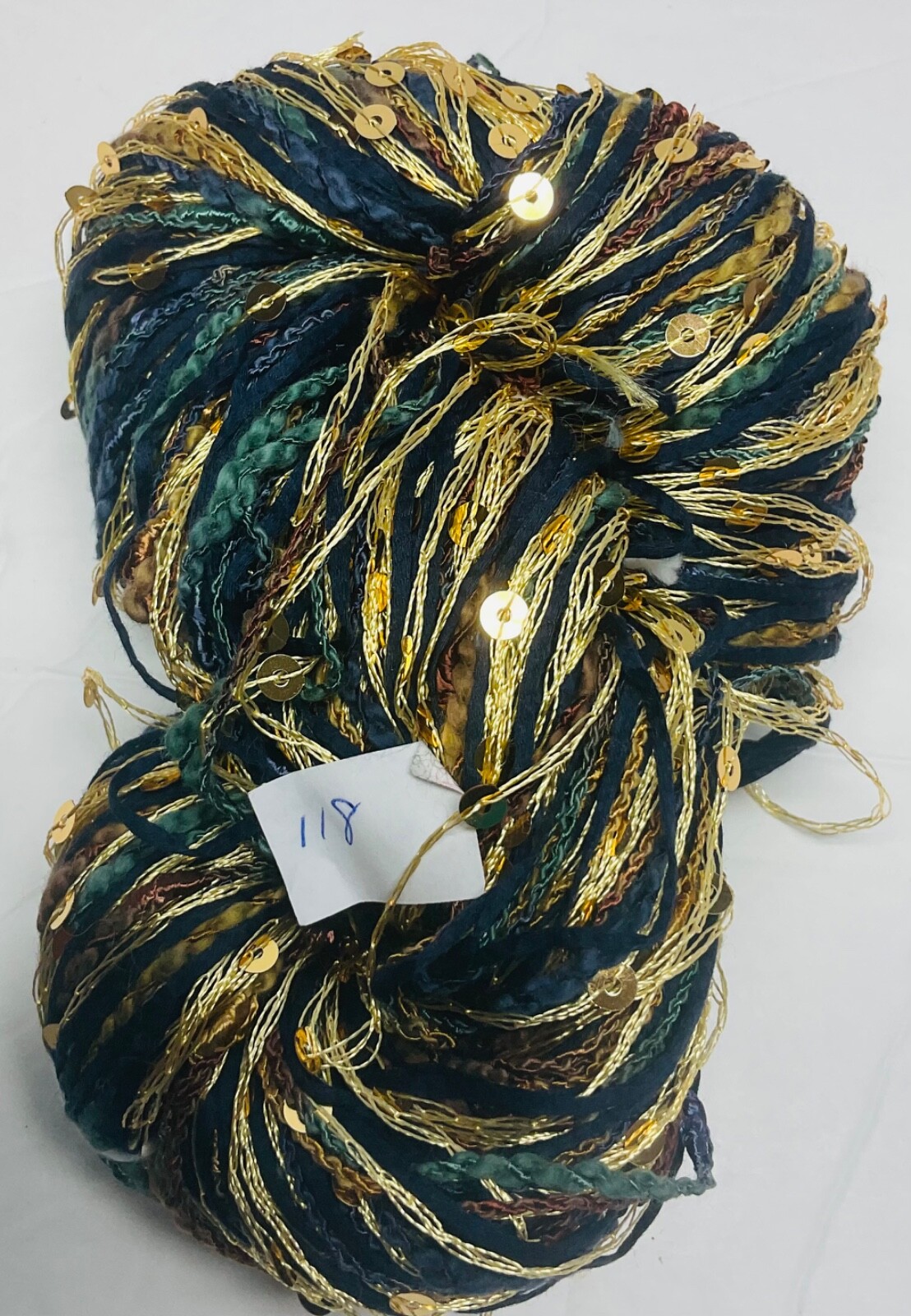 Lucci YarnsNew Lucatape Unit of 1 Navy/Multi/Gold sequin CottonNot PliedDesigner
