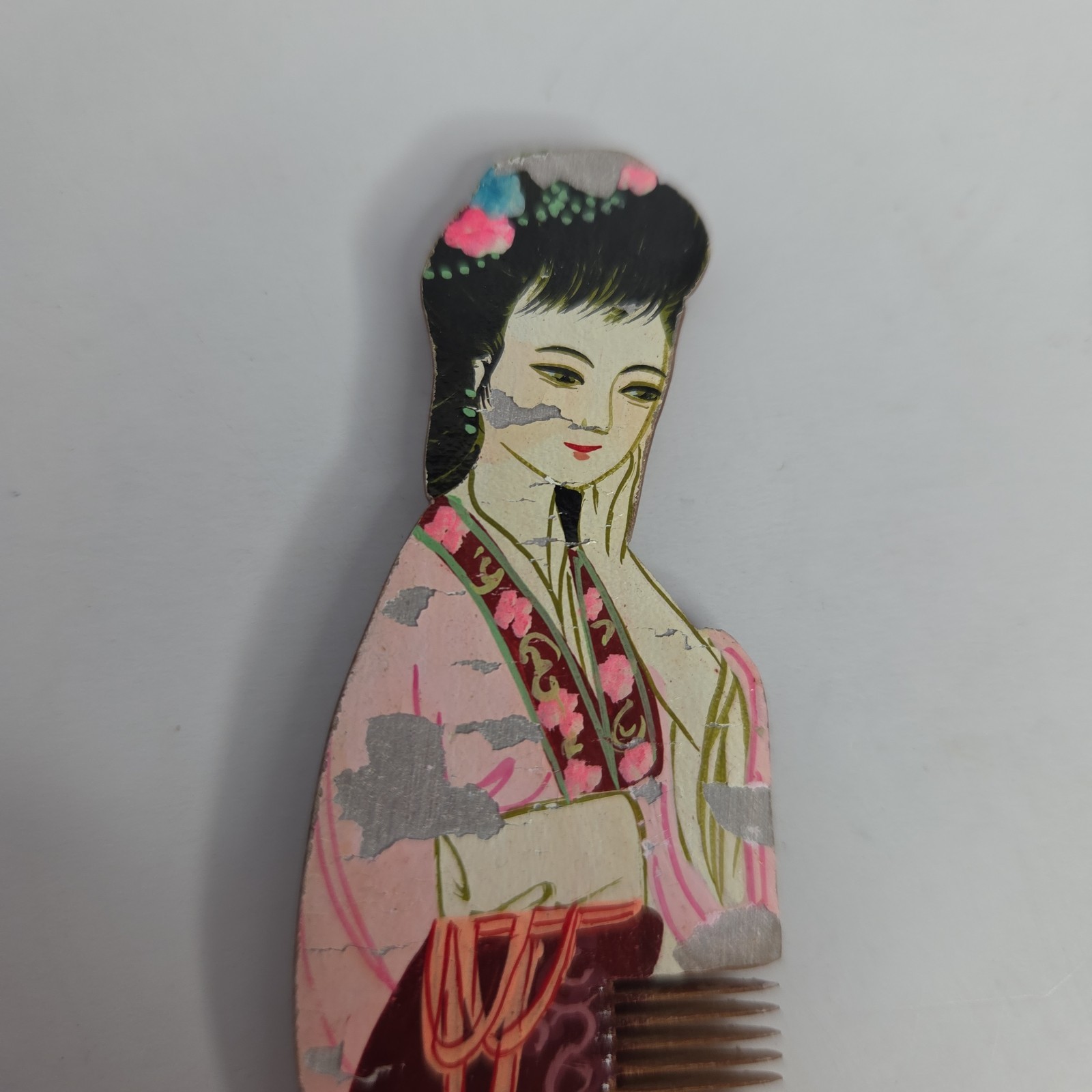 Wood Hair Comb Girl Comb China Gong Shu Ming Bi Folk Art Chinese Com 4.5 Inch