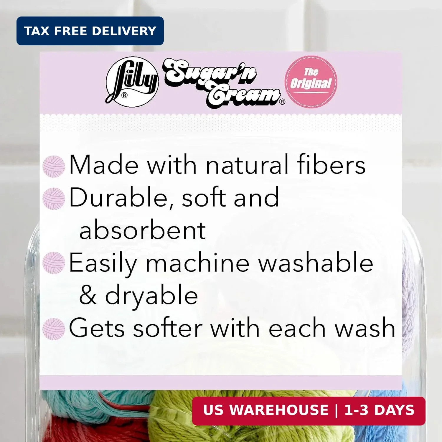 Lily Sugar’n Cream Cone Cotton Yarn for Dishcloths, Hot Orange | #4 Worsted Yarn