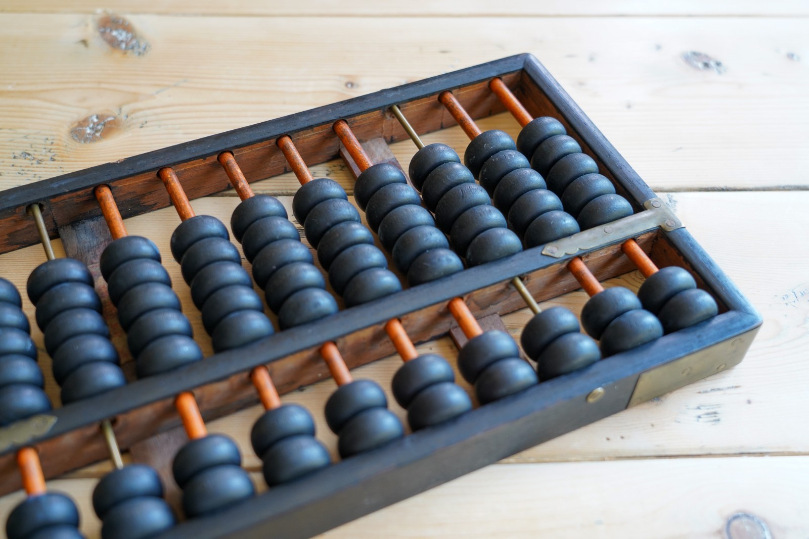 Vintage Wood and Brass Abacus 12.5″ x 7″ 11 Rows B6