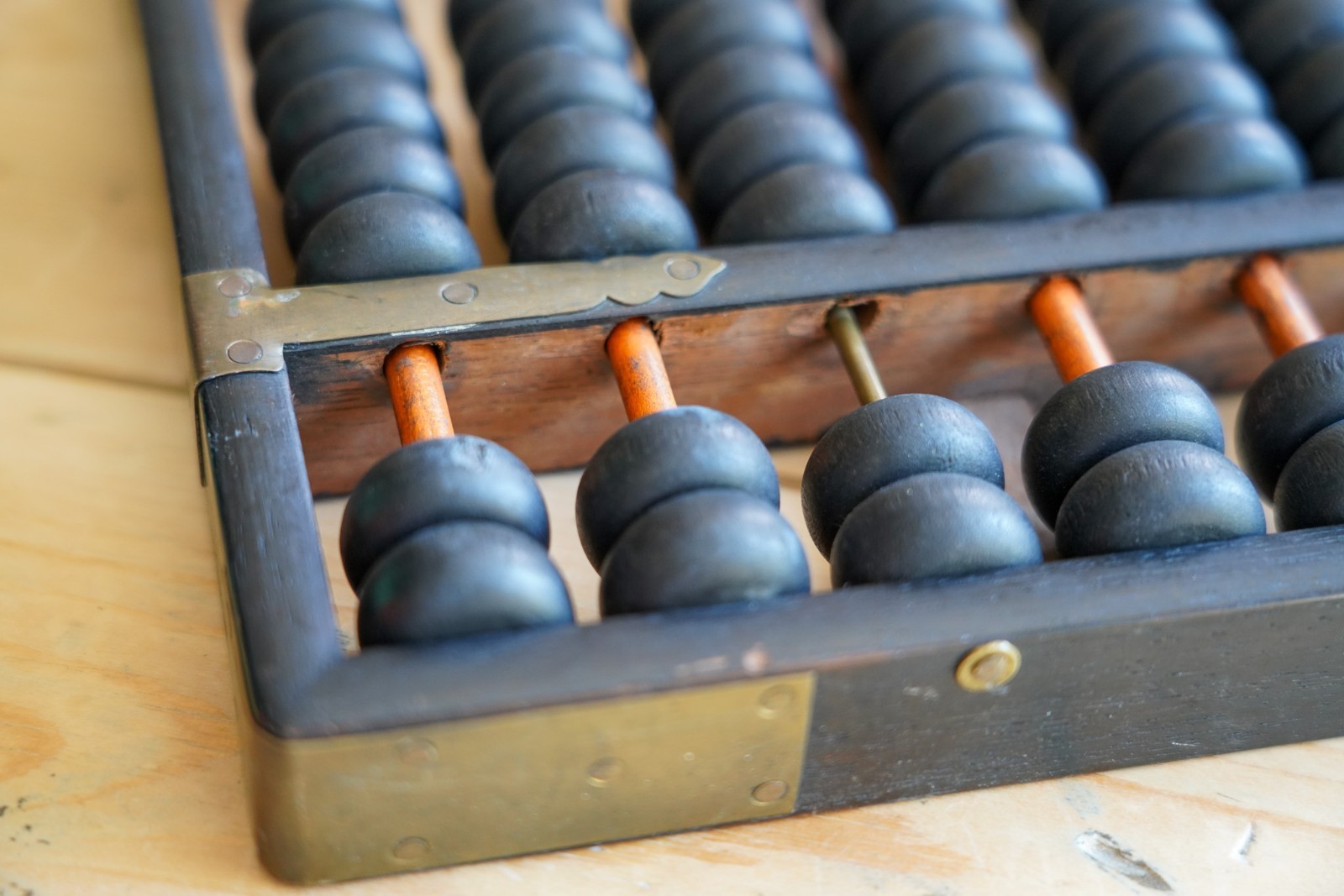 Vintage Wood and Brass Abacus 12.5″ x 7″ 11 Rows B6