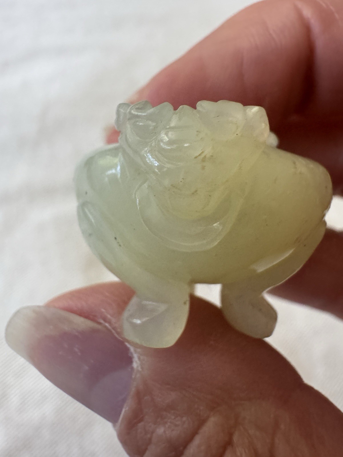 2 Vintage Rare Chinese Carved Jade – Miniature Foo Dog Incense Burners
