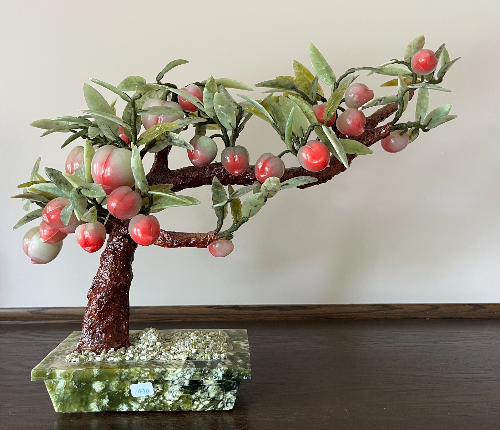 Chinese Carved jade Gemstone Peach Tree ,BonsaiTree 1970-1980