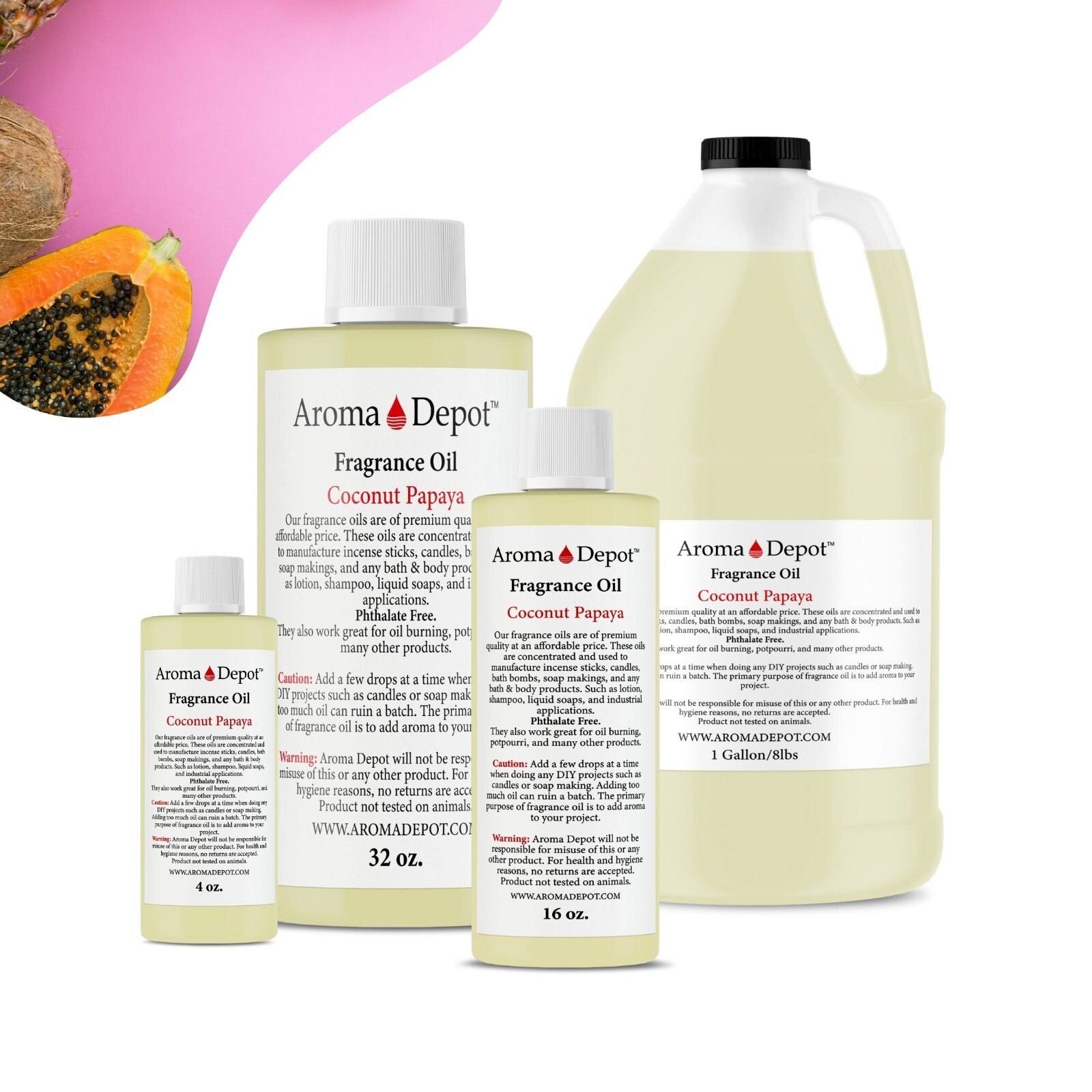 Coconut Papaya Fragrance Oil for Body, Candle, Soap, Lotion, Incense, & Diffuser